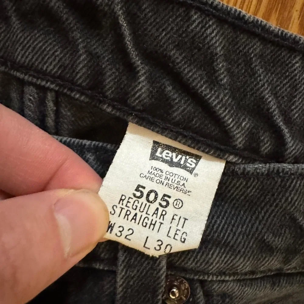 Levi's 505 Men's Jeans Orange Tab Fits 30x29 Black 90s Vintage